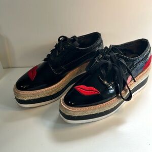 Motek platform shoes avant garde streetwear unique black red lips sexy feminine